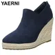 YAERSettlement-Chaussures compensées à talons hauts pour femmes Espadrilles pointues Parker Optics