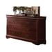 Traditional Style Wooden Dresser with Six Drawers, Cherry Brown