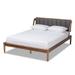 Helsa Mid-Century Modern Fabric and Walnut Finished Platform Bed