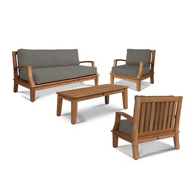 HiTeak Furniture Grande 4-Piece Teak Outdoor Patio Deep Seating Set