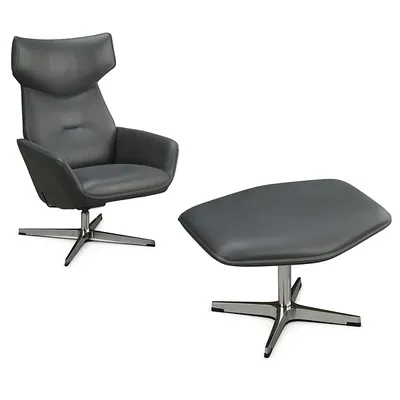 Kebe Palma Leather Recliner with Ottoman