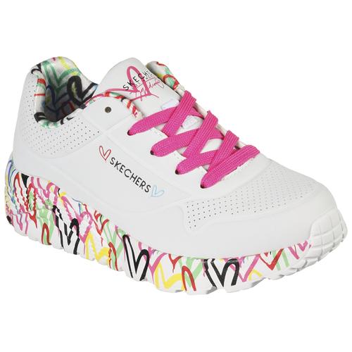 „Sneaker SKECHERS KIDS „“UNO LITE““ Gr. 35, bunt (weiß) Kinder Schuhe Modernsneaker Sneaker low mit bedruckter Sohle“