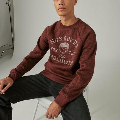 Lucky Brand Los Feliz Fleece Hungover Holidays Crew - Men's Clothing Tops Crewneck T-Shirt in Port Royale, Size S