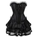 Ensemble corset et jupe burlesque en satin à lacets pour femmes corsets sexy robe corselet tutu