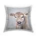 Stupell Baby Calf Cow Portrait Botanical Blossom Pattern Printed Throw Pillow by Michele Norman