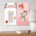 The Holiday Aisle® Christmas Wishes w/ Little Mouse I - 2 Piece Print Set Metal in Gray/Pink/White | 32 H x 32 W x 1 D in | Wayfair
