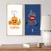 The Holiday Aisle® Happy Halloween w/ Mystical Elements I - 2 Piece Print Set Metal in Blue/Orange/White | 32 H x 32 W x 1 D in | Wayfair