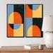 George Oliver Minimal 20S Geometric Design IV - 2 Piece Painting Set Metal in Blue/Red/Yellow | 32 H x 32 W x 1 D in | Wayfair