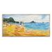 Highland Dunes Surf Board on Summer Sea - Painting on Canvas Canvas, Cotton in Blue/Yellow | 28 H x 60 W x 1.5 D in | Wayfair