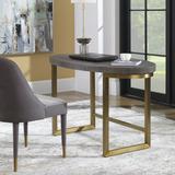 Everly Quinn Desk Wood/Metal in Brown/Yellow | 30 H x 48 W x 28 D in | Wayfair EBDD47D0D647486D9D4FC6E7748461DB