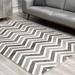 White 120 x 36 x 0.5 in Area Rug - Corrigan Studio® Gray Distressed Chevron Rug | 120 H x 36 W x 0.5 D in | Wayfair