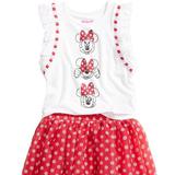 Disney Matching Sets | Disney Minnie Mouse 2-Pc. Graphic-Print Top & Dot-Print Skirt Set, 3t | Color: Red/White | Size: 3tg