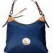 Dooney & Bourke Bags | Dooney Americana Satchel Shoulder Bag In Blue With British Tan Trim | Color: Blue/Tan | Size: Medium