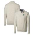 Men's Cutter & Buck Oatmeal Tulane Green Wave Lakemont Tri-Blend Big Tall Quarter-Zip Pullover Sweater