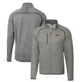 Men's Cutter & Buck Heather Gray George Mason Patriots Mainsail Sweater-Knit Big Tall Full-Zip Jacket