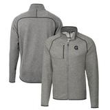 Men's Cutter & Buck Heather Gray Gonzaga Bulldogs Mainsail Sweater-Knit Big Tall Full-Zip Jacket