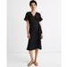 Madewell Dresses | Madewell Ruffle-Sleeve Wrap Dress In Black. Size Large | Color: Black | Size: L
