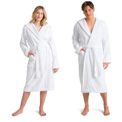 Unisex-Bademantel MÖVE "Superwuschel Kapuze, ideal für Sauna & Spa, Hotelbademantel" Gr. XXL, weiß (snow), L:120cm in Gr. XXL, Walkfrottier, Hausmäntel, in Uni Image