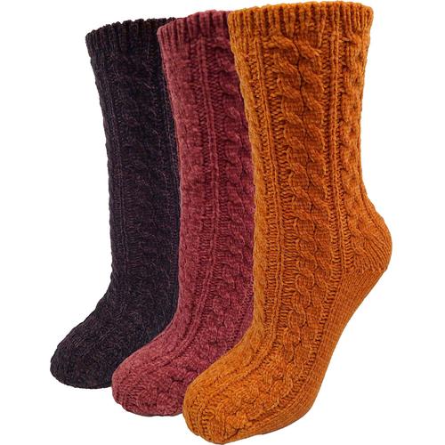 Kuschelsocken CAPELLI NEW YORK Gr. 35-38, bunt (schwarz-rot-gelb) Damen Socken mit Zopfmuster