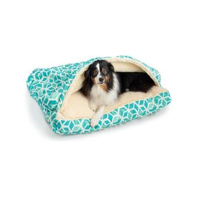 Snoozer Pet Products Rectangle Indoor & Outdoor Cozy Cave Dog & Cat Bed, Blue white, Small