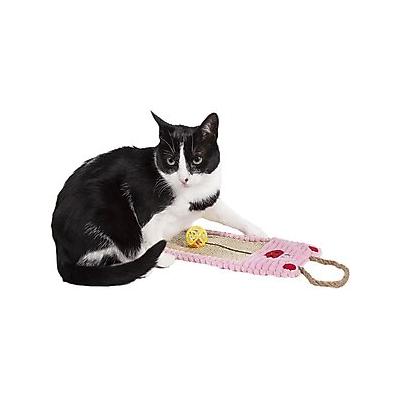 Pet Life Eco-Natural Sisal & Jute Hanging Carpet Kitty Cat Scratcher Lounge & Toy, Pink