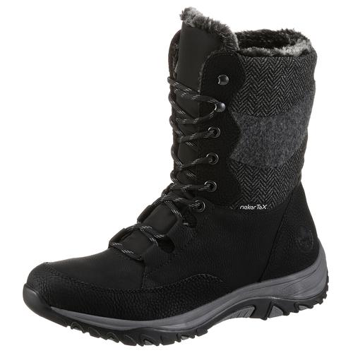 Winterboots RIEKER Gr. 36, schwarz (schwarz, kombiniert) Damen Schuhe mit kuscheligem Warmfutter