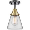 Caden Cone 6" LED Flush Mount - Black Antique Brass - Clear Shade