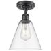 Berkshire Glass 8" Semi-Flush Mount - Matte Black - Clear Shade