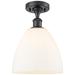 Bristol Glass 9" Semi-Flush Mount - Matte Black - Matte White Shade