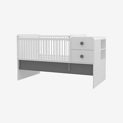 Baby Cute Babyzimmer in mitwachsendes Babybett mit Ausziehbett 5-teilig grau/weiß
