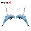 Wveni – boucles d'oreilles plongeantes en forme de dauphin pour femmes et filles bijoux en