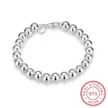 Bracelet en argent regardé 100% pour adolescentes bijoux pour dames perles de 925 cm et 21cm 0.8