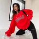 Pull imprimé équipe de basket-ball pour femme impression PVD rouge mode américaine pull vintage