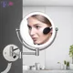 Miroir de maquillage mural à LED avec prise miroir cosmétique grossissant 5X miroirs muraux double