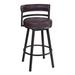 Eva 30 Inch Swivel Bar Stool, Vegan Leather, Curved Back, Auburn Brown