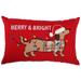 Pillow Perfect Indoor Christmas Merry and Bright Dachshund Rectangular Throw Pillow, 11.5 X 18.5