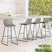 Trent Austin Design® Hambrook Bar & Counter Stool Wood/Upholstered/Leather/Metal/Faux leather in Gray | 39.4 H x 20.1 W x 20.1 D in | Wayfair