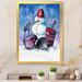 The Holiday Aisle® Christmas Snowman Playing Drumset - Traditional Canvas Wall Decor Canvas in Blue/Red | 12 H x 8 W x 1 D in | Wayfair