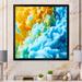 Wrought Studio™ Orange & Blue Liquid Ink Art V - Modern & Contemporary Canvas Wall Decor Canvas, in Blue/Yellow | 30 H x 30 W x 1 D in | Wayfair