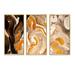 Wrought Studio™ Brown Orange White & Gray Marble Art - Modern Framed Canvas Wall Art Set Of 3 Metal in Brown/Orange | 32 H x 48 W x 1 D in | Wayfair