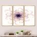 Winston Porter Perfect Glowing Fractal Flower In Purple - Floral Framed Canvas Wall Art Set Of 3 Canvas, in White | 28 H x 36 W x 1 D in | Wayfair