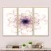 Winston Porter Perfect Glowing Fractal Flower In Purple - Floral Framed Canvas Wall Art Set Of 3 Canvas, in White | 20 H x 36 W x 1 D in | Wayfair