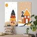 The Holiday Aisle® Christimas Scene in Retro Colors I - 2 Piece Graphic Art Set Canvas in Brown/Yellow | 20 H x 24 W x 1 D in | Wayfair