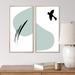 George Oliver Scandinavian Abstract Minimalistic Bird in The Sky - 2 Piece Print Set Canvas in Black/Blue | 1 D in | Wayfair