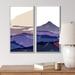 Wrought Studio™ Purple Abstract Retro Landscape I - 2 Piece Painting Set Canvas, Cotton in Blue/Indigo/White | 20 H x 24 W x 1 D in | Wayfair