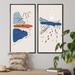 Winston Porter Blue & Orange Retro Landscapes I - 2 Piece Painting Set Metal in Blue/White | 32 H x 32 W x 1 D in | Wayfair