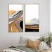 Wrought Studio™ Vintage Landscape in Minimal Retro Colors I - 2 Piece Painting Set Metal in Gray/White/Yellow | 40 H x 40 W x 1.5 D in | Wayfair
