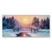 Millwood Pines Sunset on Winter River Bridge Scenery II - Painting on Canvas Canvas, Cotton in White | 24 H x 36 W x 1 D in | Wayfair