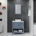 Winston Porter Isfried 30" Single Bathroom Vanity Set w/ Mirror/faucet Wood in Brown/Gray | 35 H x 30 W x 18.5 D in | Wayfair