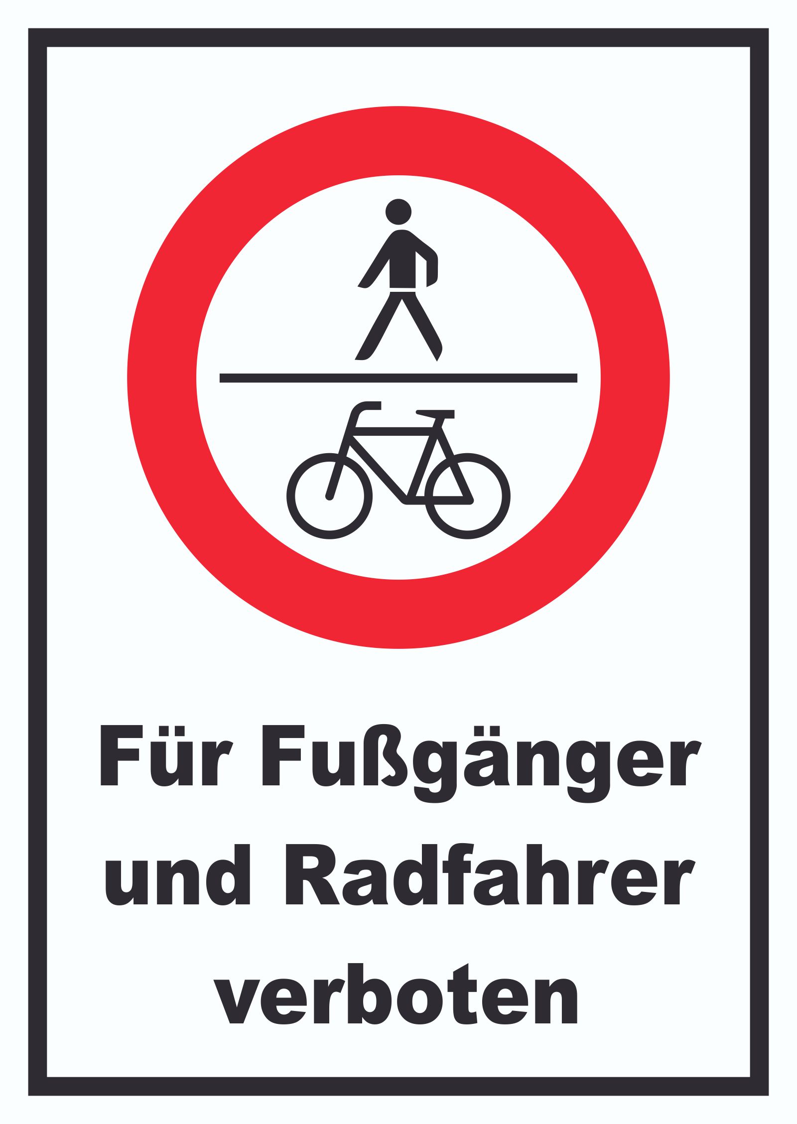 Für Fußgänger und Radfahrer verboten Schild A1 (594x841mm) Image